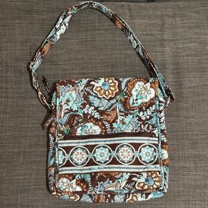 Vera Bradley Brown and Blue Floral Crossbody Bag